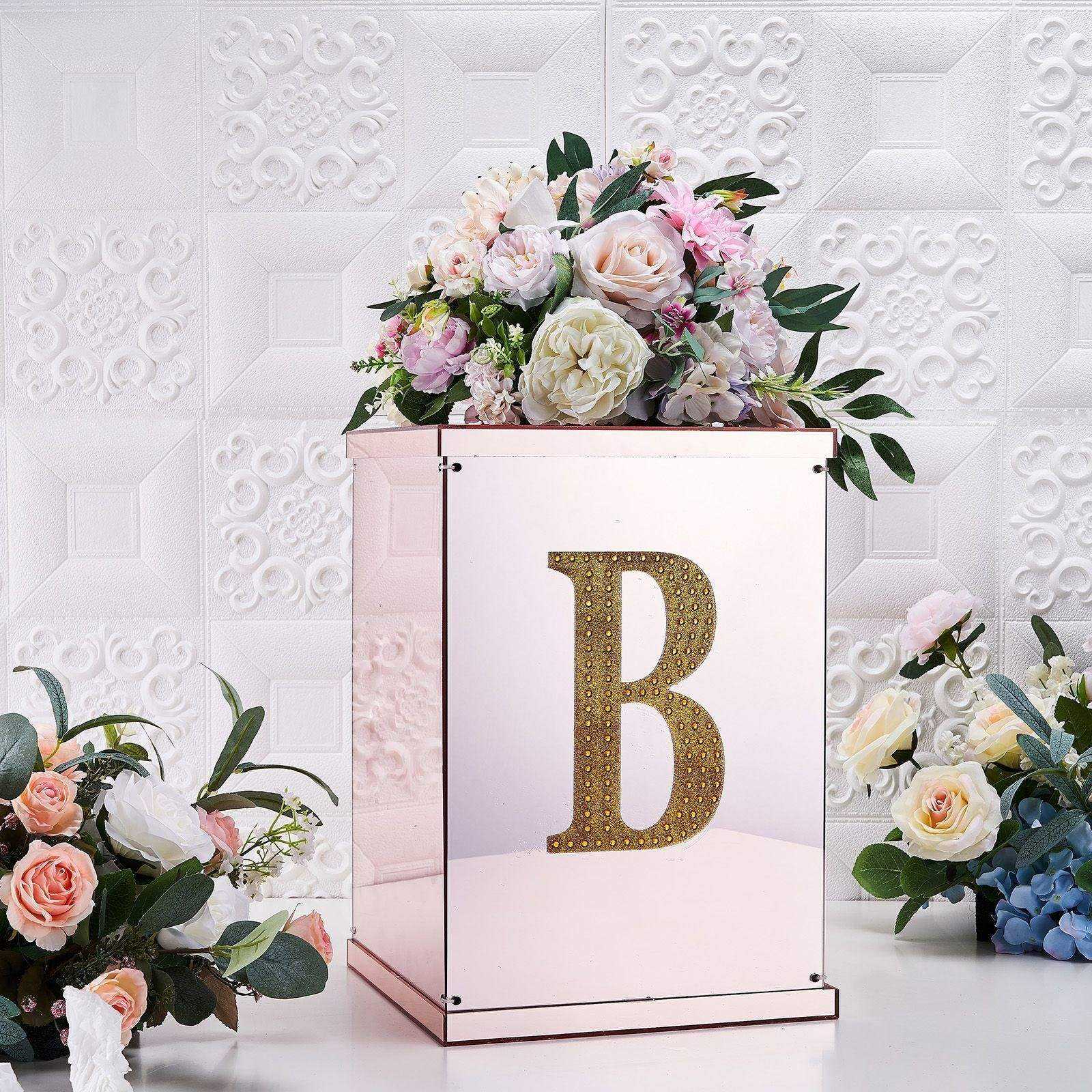 Gold 8 Inch Decorative Rhinestone Alphabet Letter B Stickers DIY Crafts