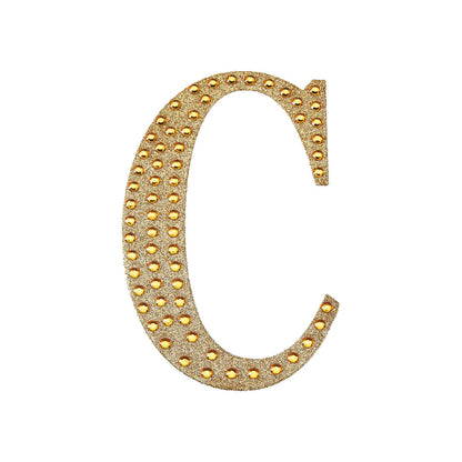 Alphabet Letter C Gold Decorative Rhinestone 8 Inch Stickers DIY Crafts#whtbkgd