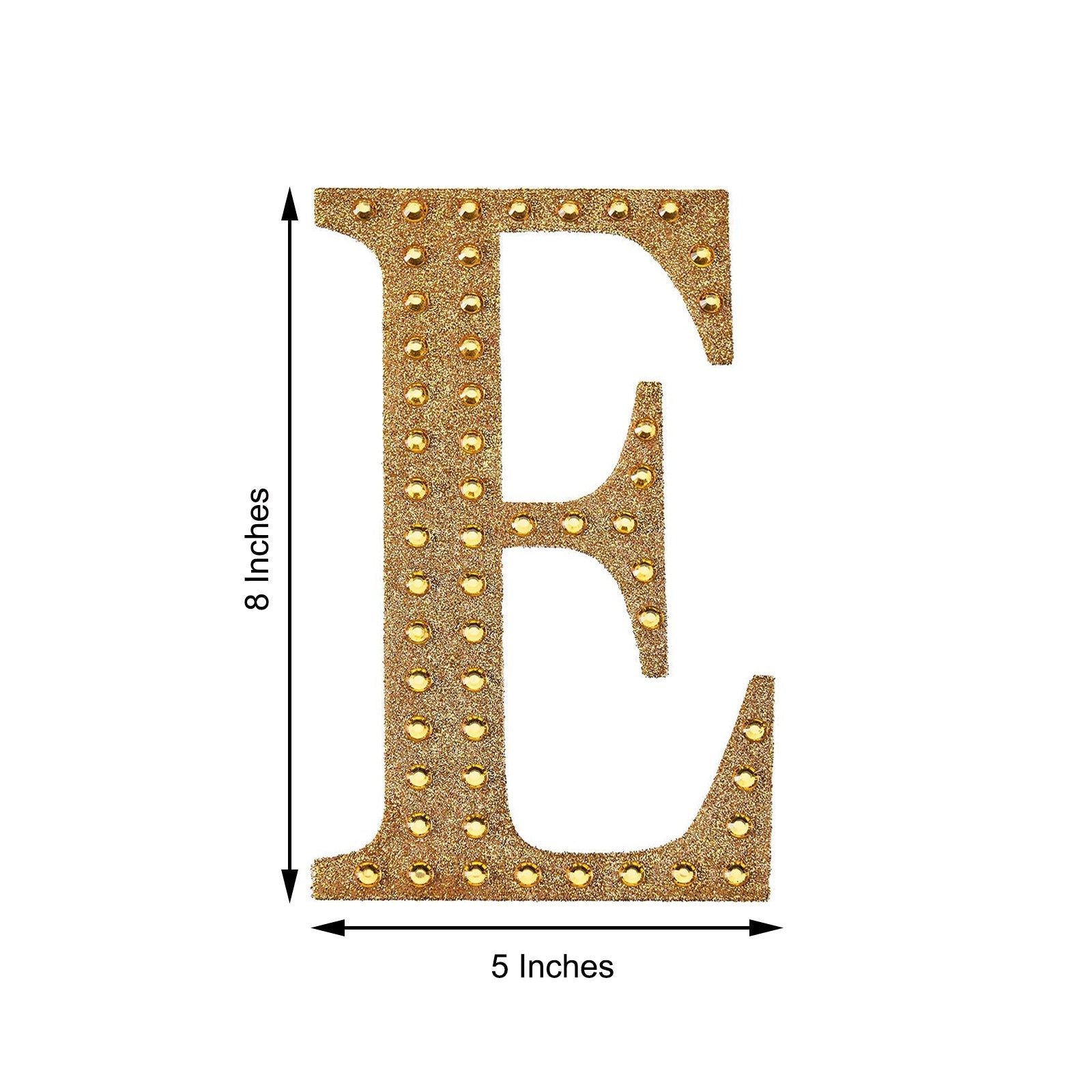 8inch Gold Decorative Rhinestone Alphabet Letter Stickers DIY Crafts - E