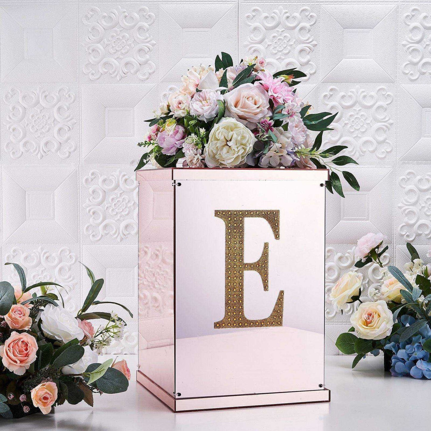 Gold 8 Inch Decorative Rhinestone Alphabet Letter E Stickers DIY Crafts