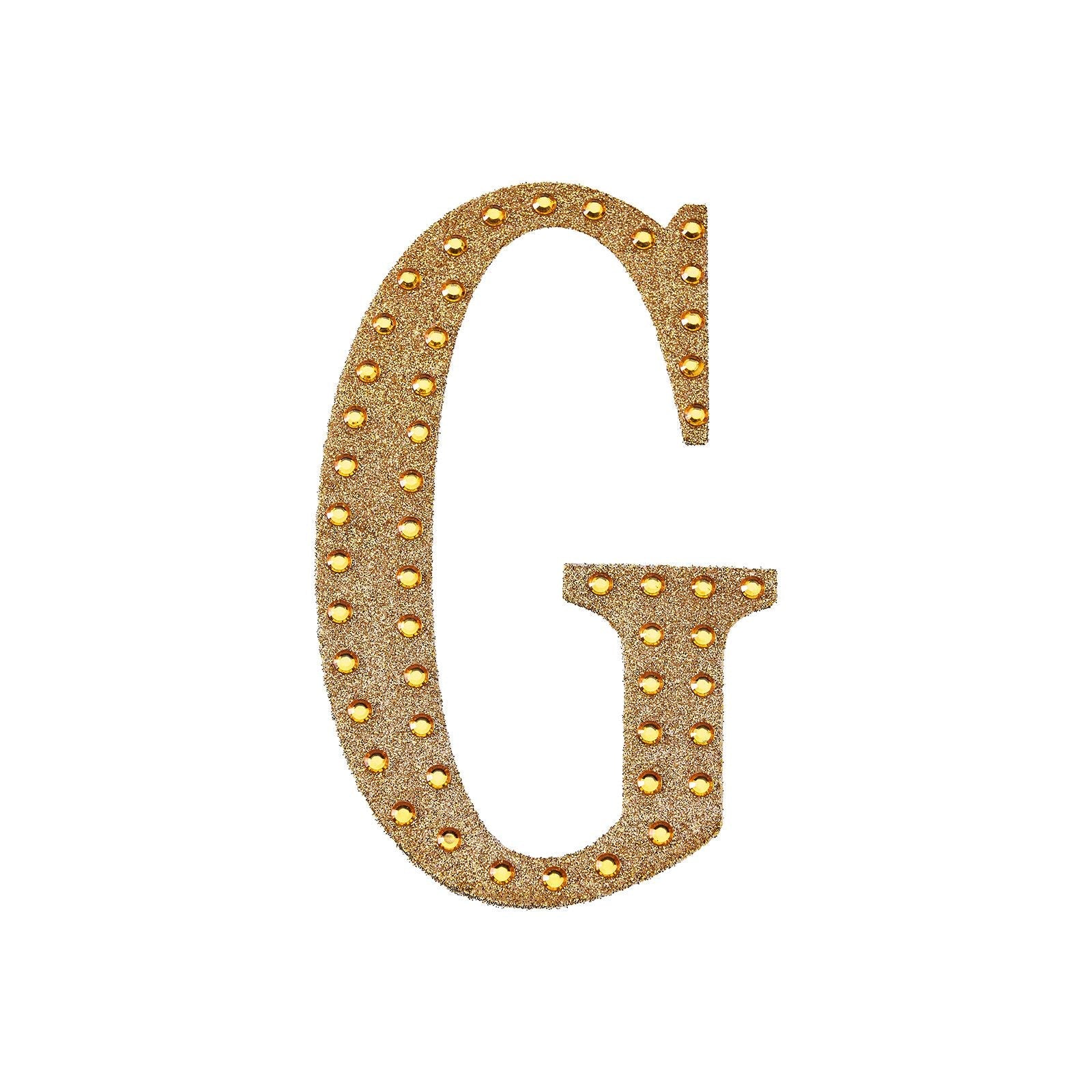 8 Inch Decorative Rhinestone Alphabet Letter G Gold Stickers DIY Crafts#whtbkgd
