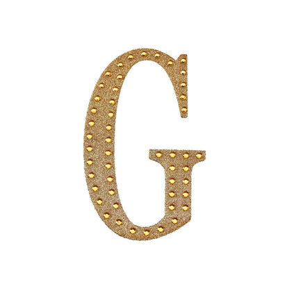 8 Inch Decorative Rhinestone Alphabet Letter G Gold Stickers DIY Crafts#whtbkgd