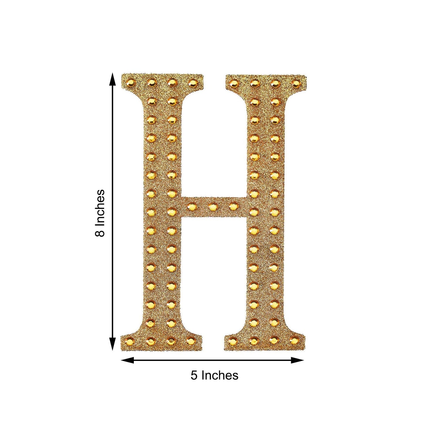 8inch Gold Decorative Rhinestone Alphabet Letter Stickers DIY Crafts - H