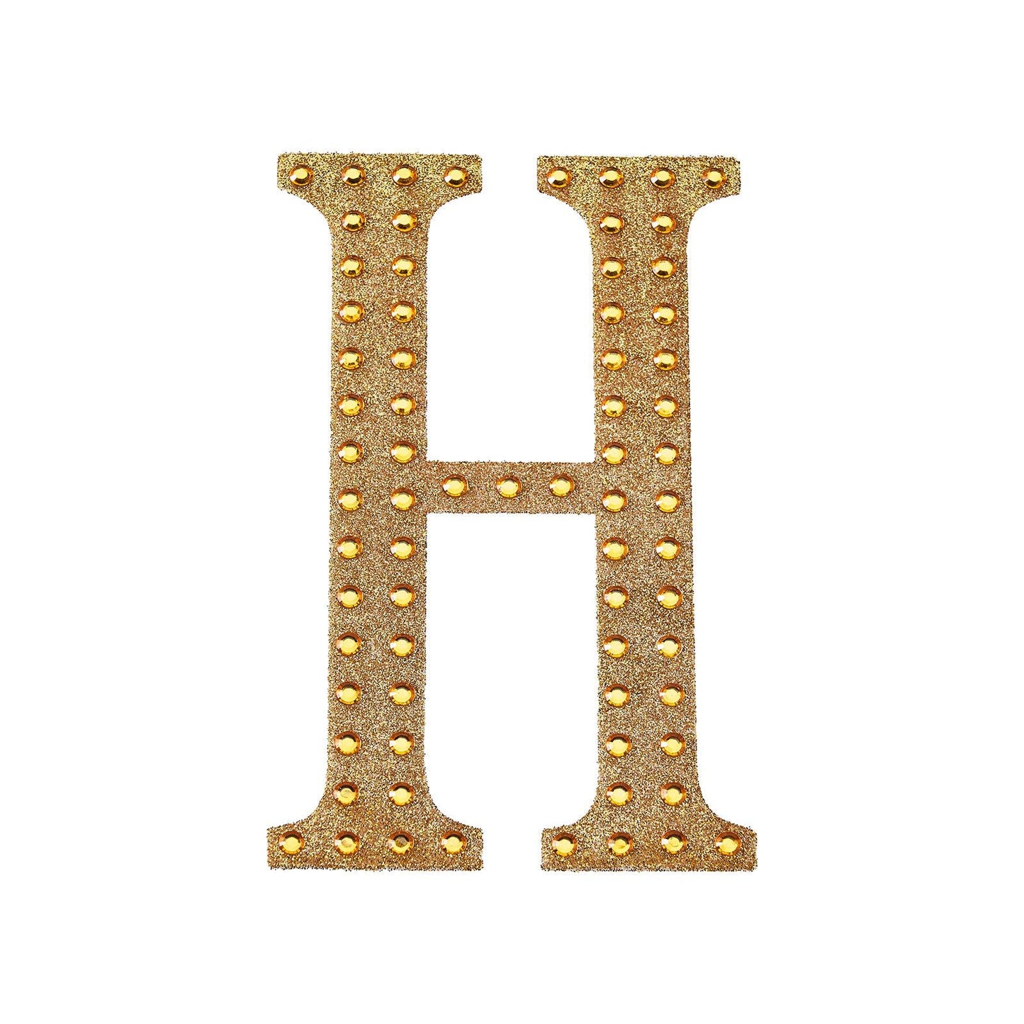 8 Inch Decorative Rhinestone Alphabet Letter H Gold Stickers DIY Crafts#whtbkgd