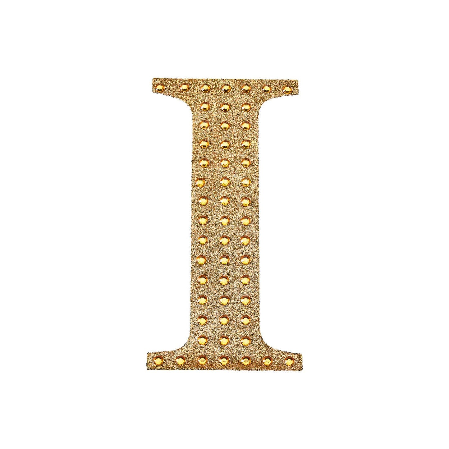 8 Inch Decorative Rhinestone Alphabet Letter I Gold Stickers DIY Crafts#whtbkgd