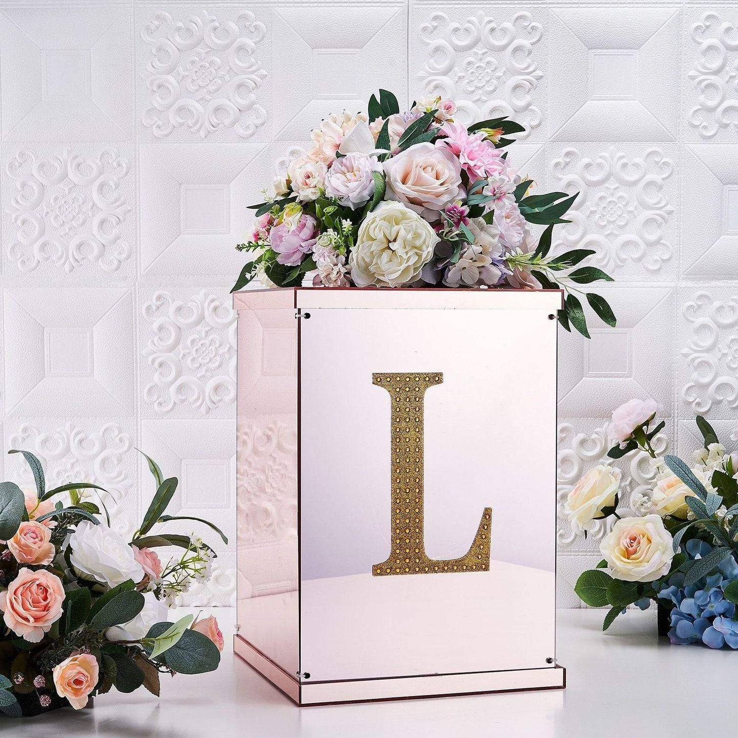 Gold 8 Inch Decorative Rhinestone Alphabet Letter L Stickers DIY Crafts