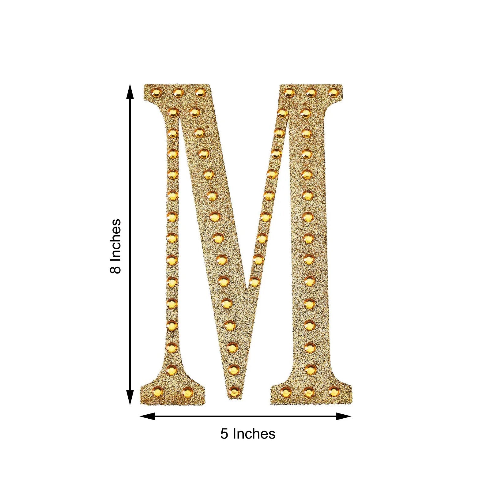 8inch Gold Decorative Rhinestone Alphabet Letter Stickers DIY Crafts - M