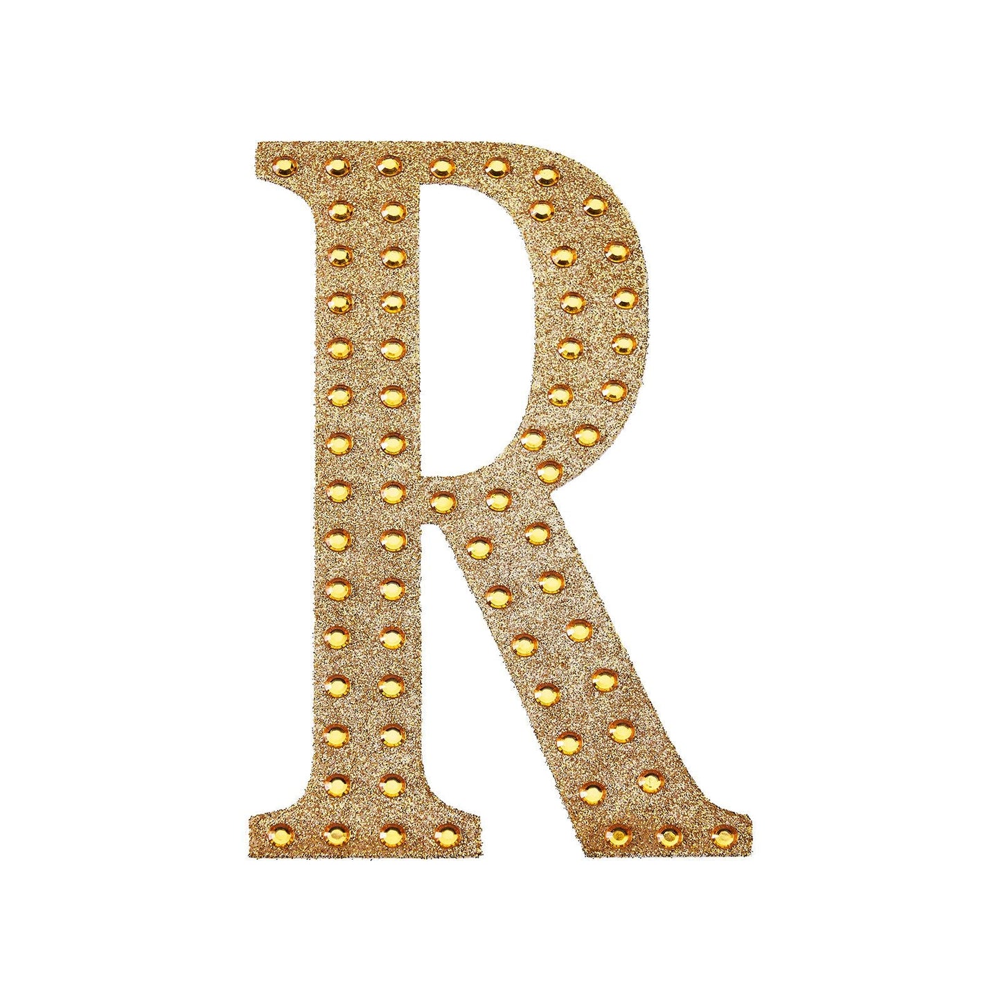 8 Inch Decorative Rhinestone Alphabet Letter R Gold Stickers DIY Crafts#whtbkgd