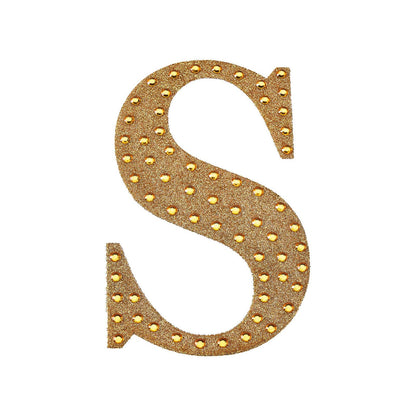 8 Inch Decorative Rhinestone Alphabet Letter S Gold Stickers DIY Crafts#whtbkgd