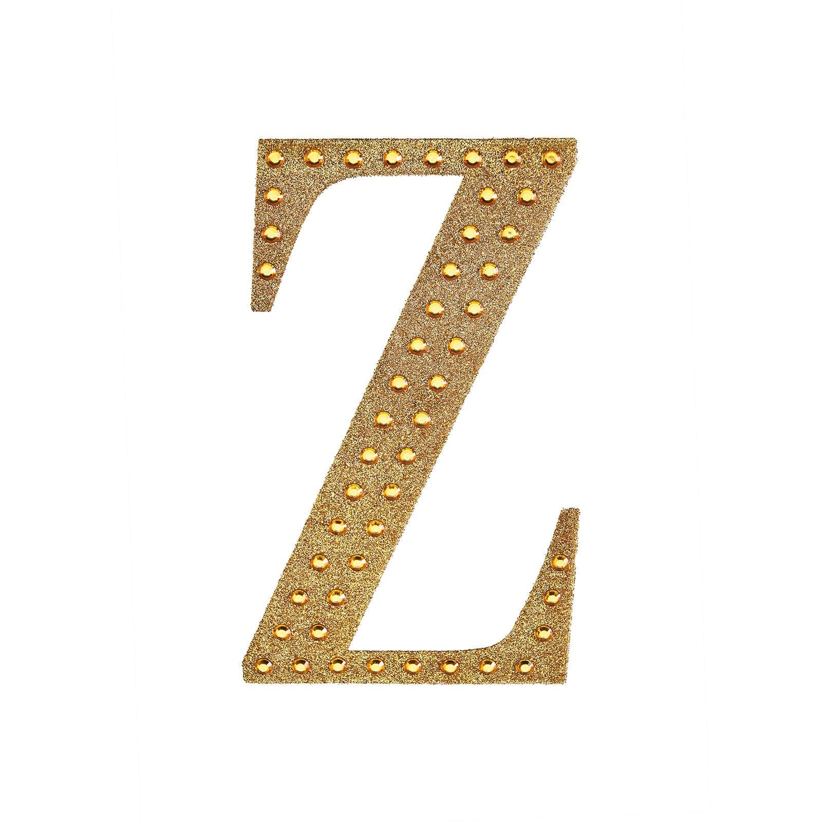 Gold decorative rhinestone letter sticker "Z" for DIY crafts.
