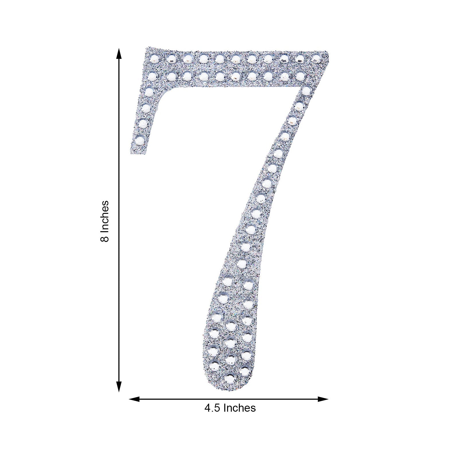 Decorative 8 Inch Silver Rhinestone Number 7 Stickers DIY Crafts 
