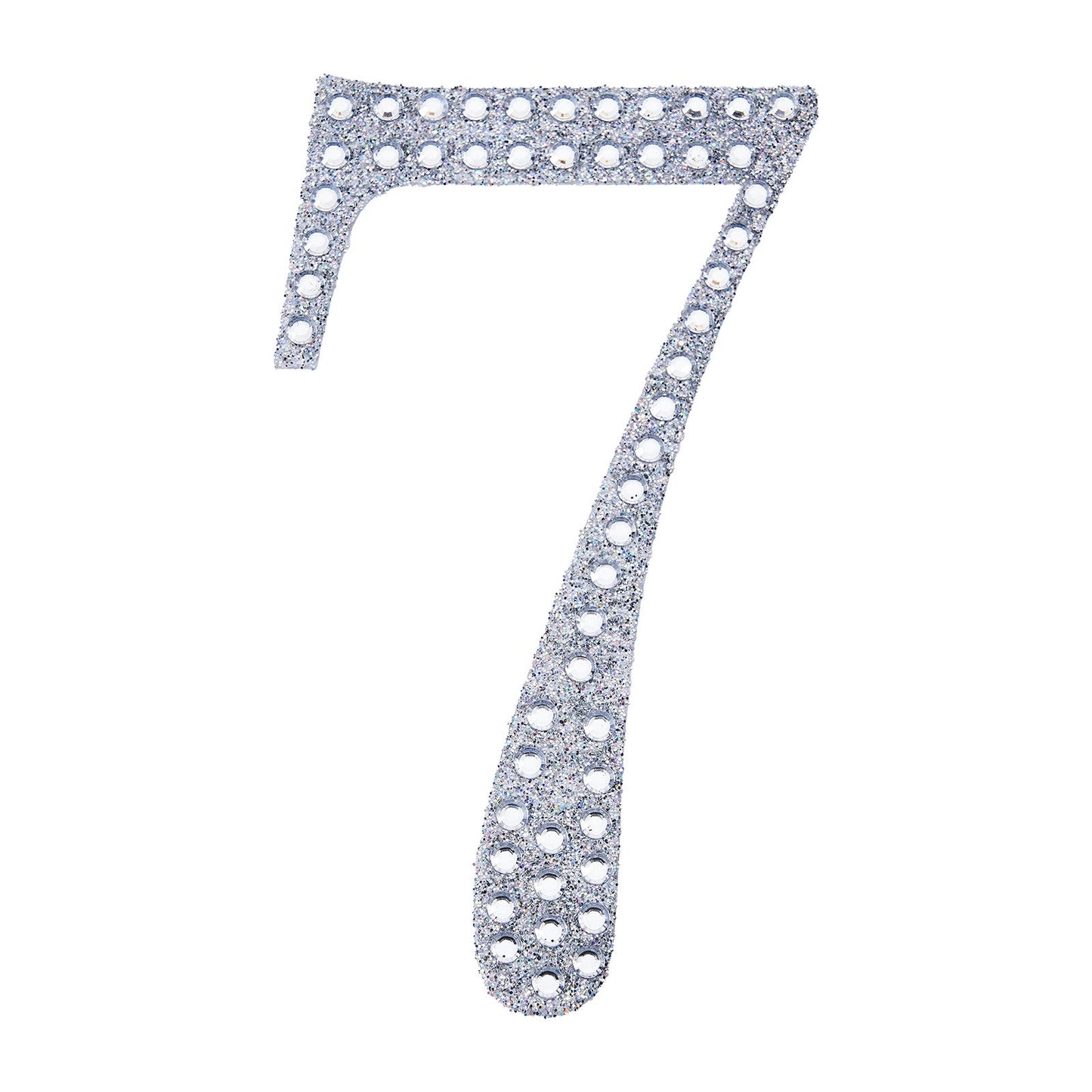 8 Inch Decorative Rhinestone Number 7 Silver Stickers DIY Crafts#whtbkgd