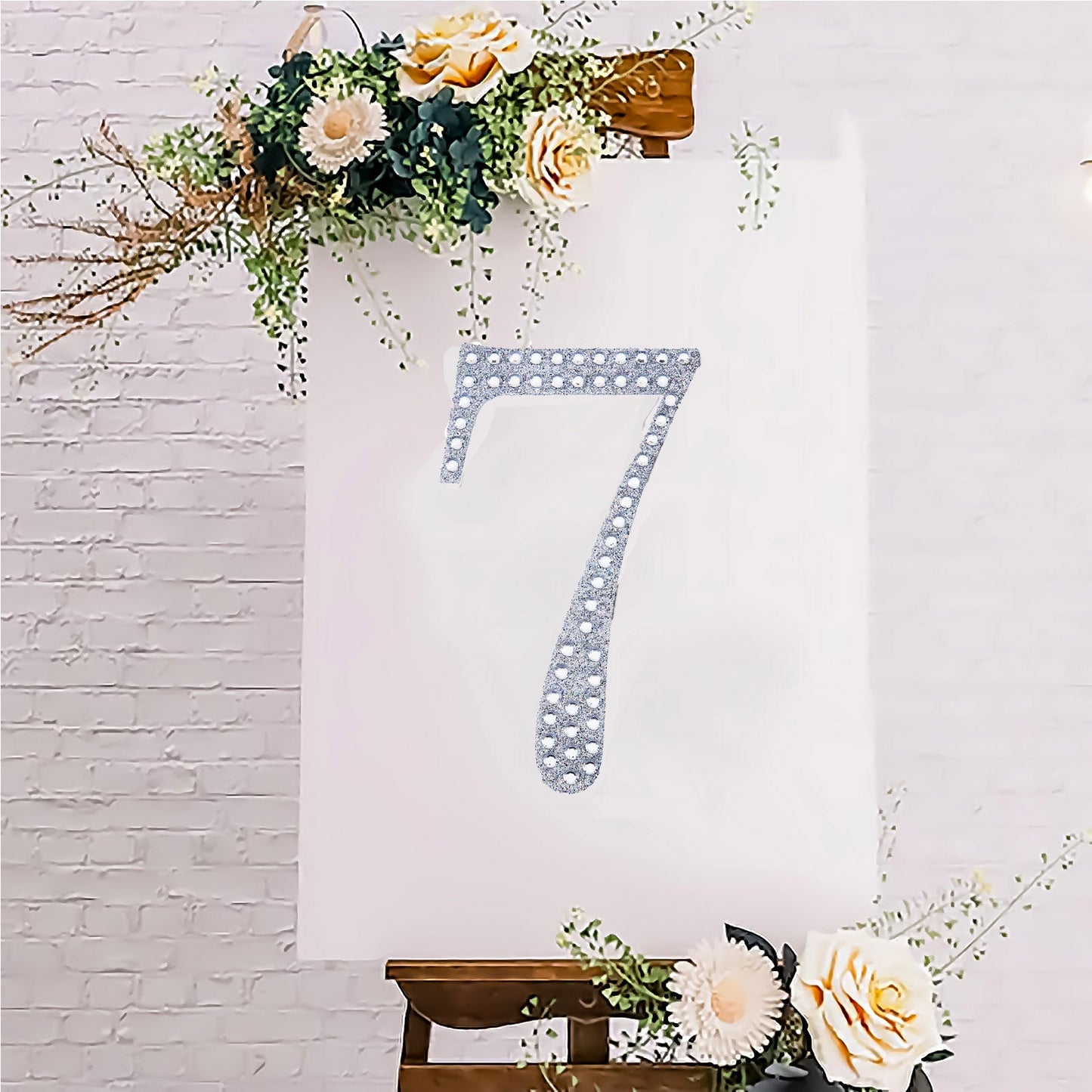 8" Silver Decorative Rhinestone Number Stickers DIY Crafts - 7