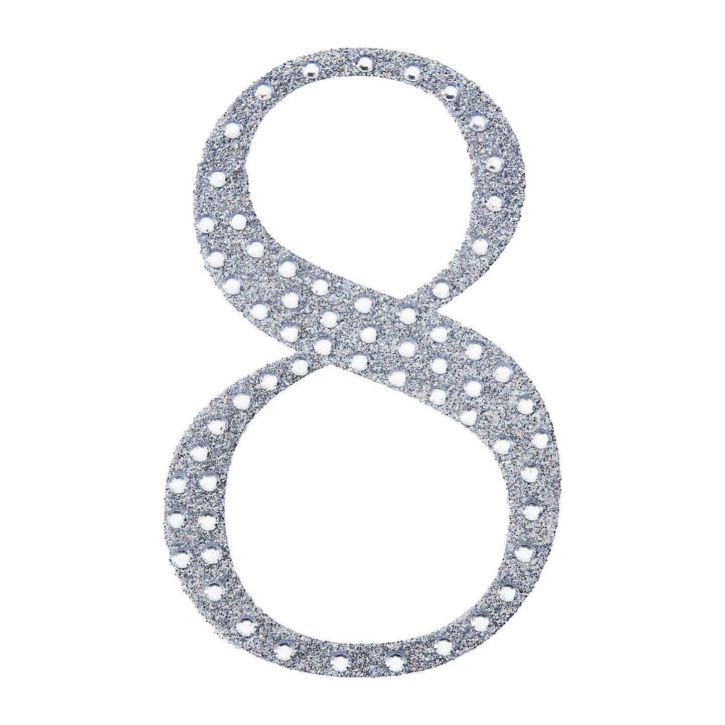 8 Inch Decorative Rhinestone Number 8 Silver Stickers DIY Crafts#whtbkgd