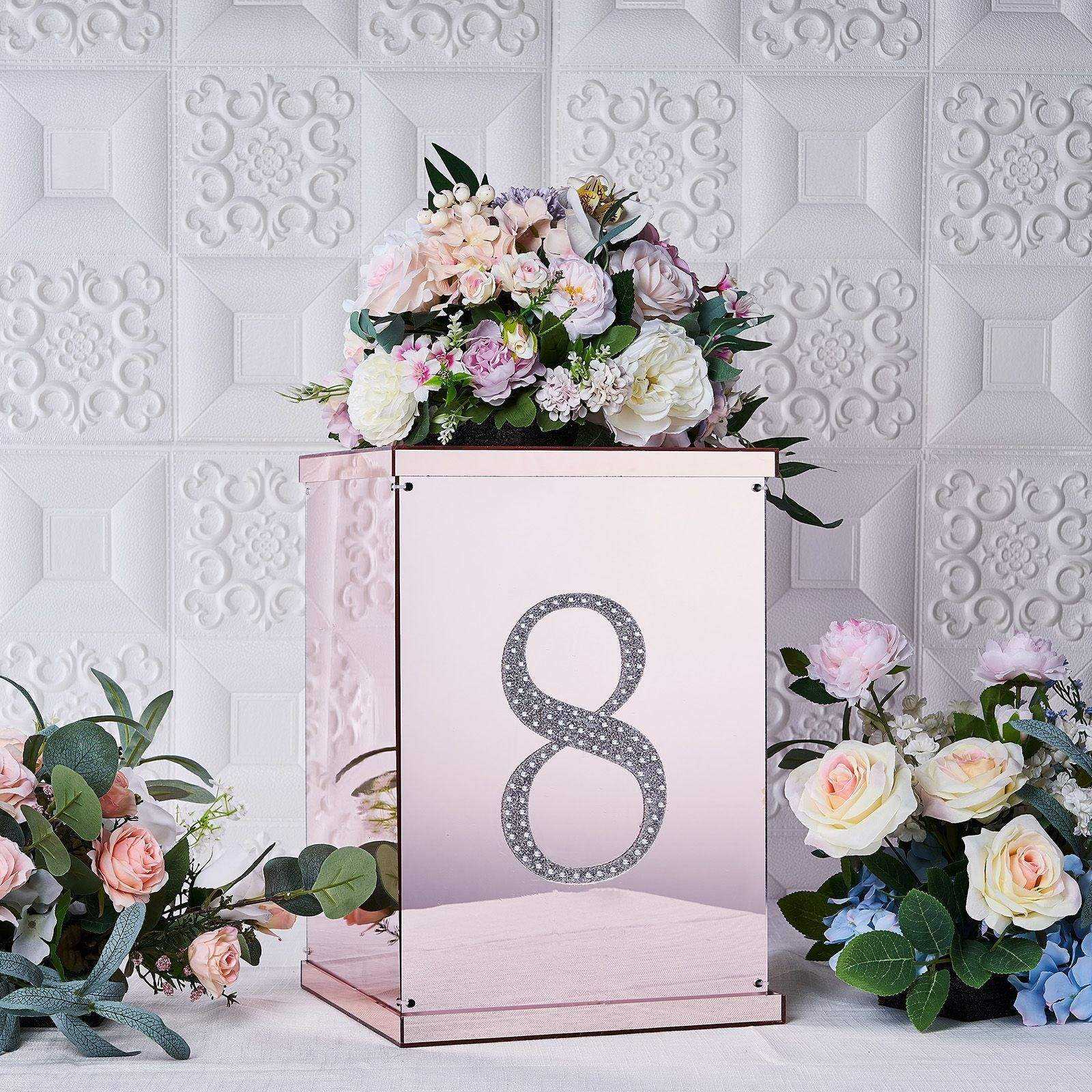 Silver 8 Inch Decorative Rhinestone Number 8 Stickers DIY Crafts