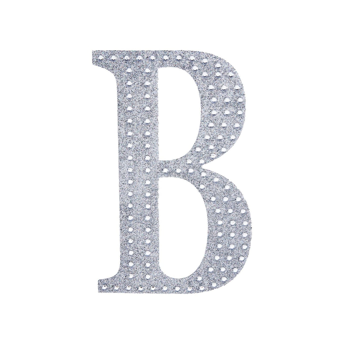Silver Decorative Rhinestone Alphabet Letter B 8 Inch Stickers DIY Crafts#whtbkgd