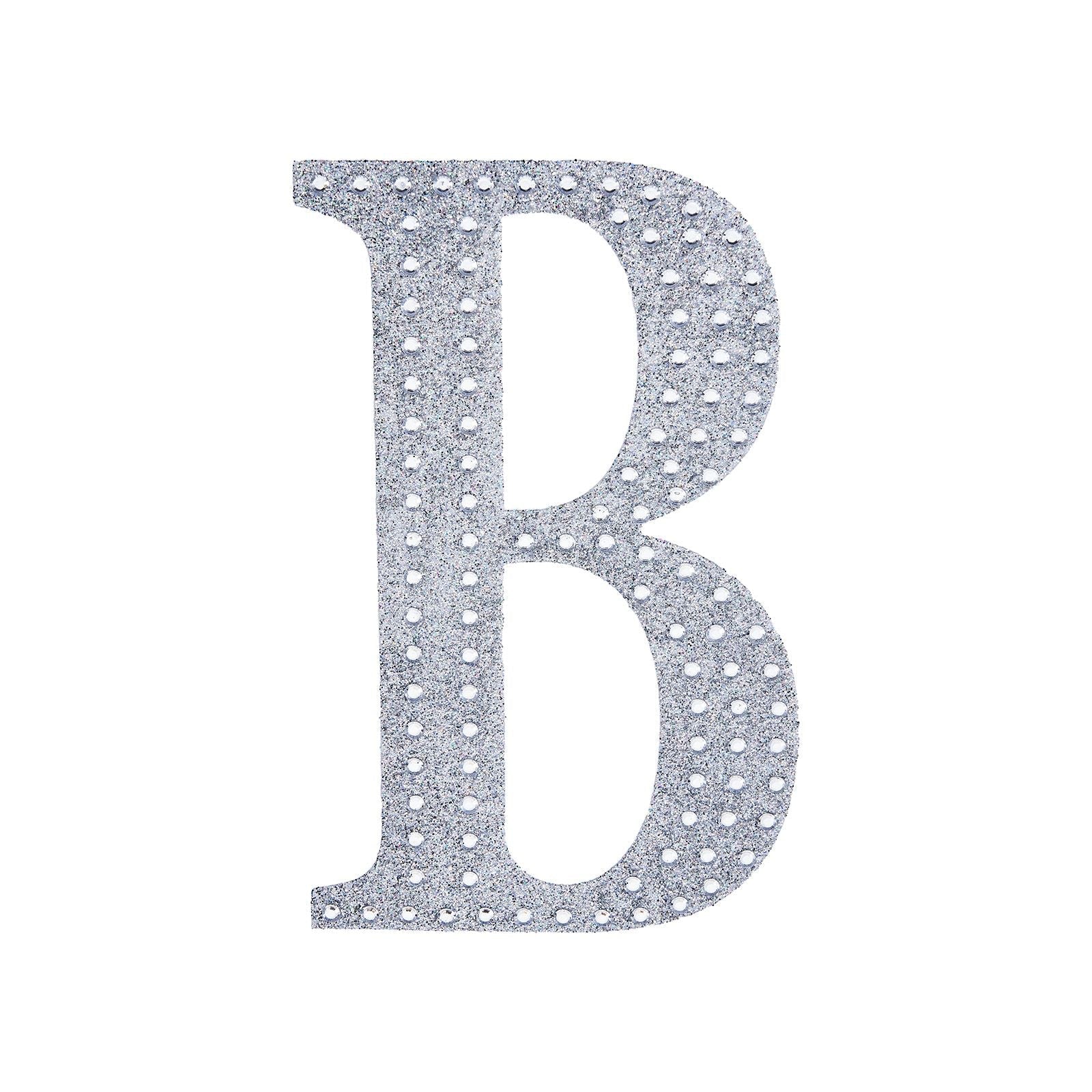 Silver Decorative Rhinestone Alphabet Letter B 8 Inch Stickers DIY Crafts#whtbkgd
