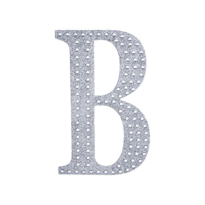 Silver Decorative Rhinestone Alphabet Letter B 8 Inch Stickers DIY Crafts#whtbkgd