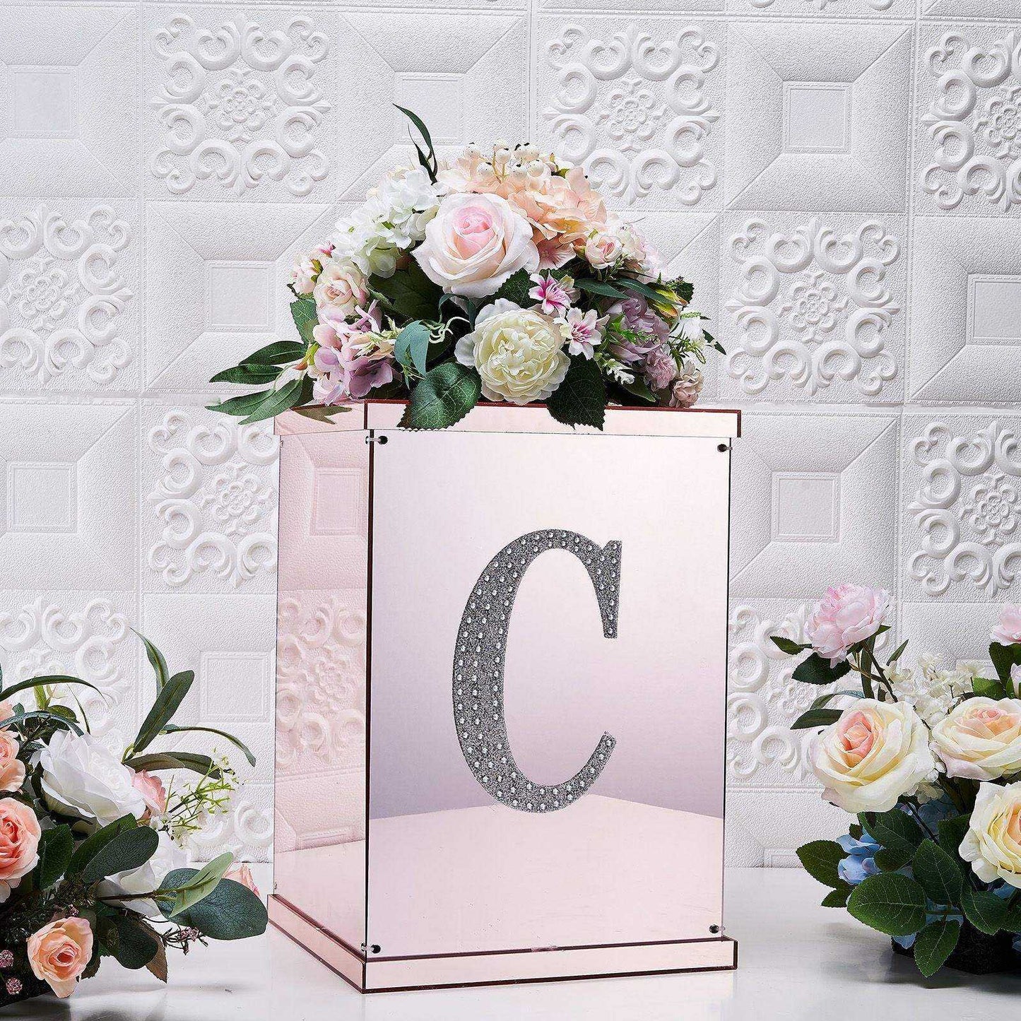 Silver 8 Inch Decorative Rhinestone Alphabet Letter C Stickers DIY Crafts