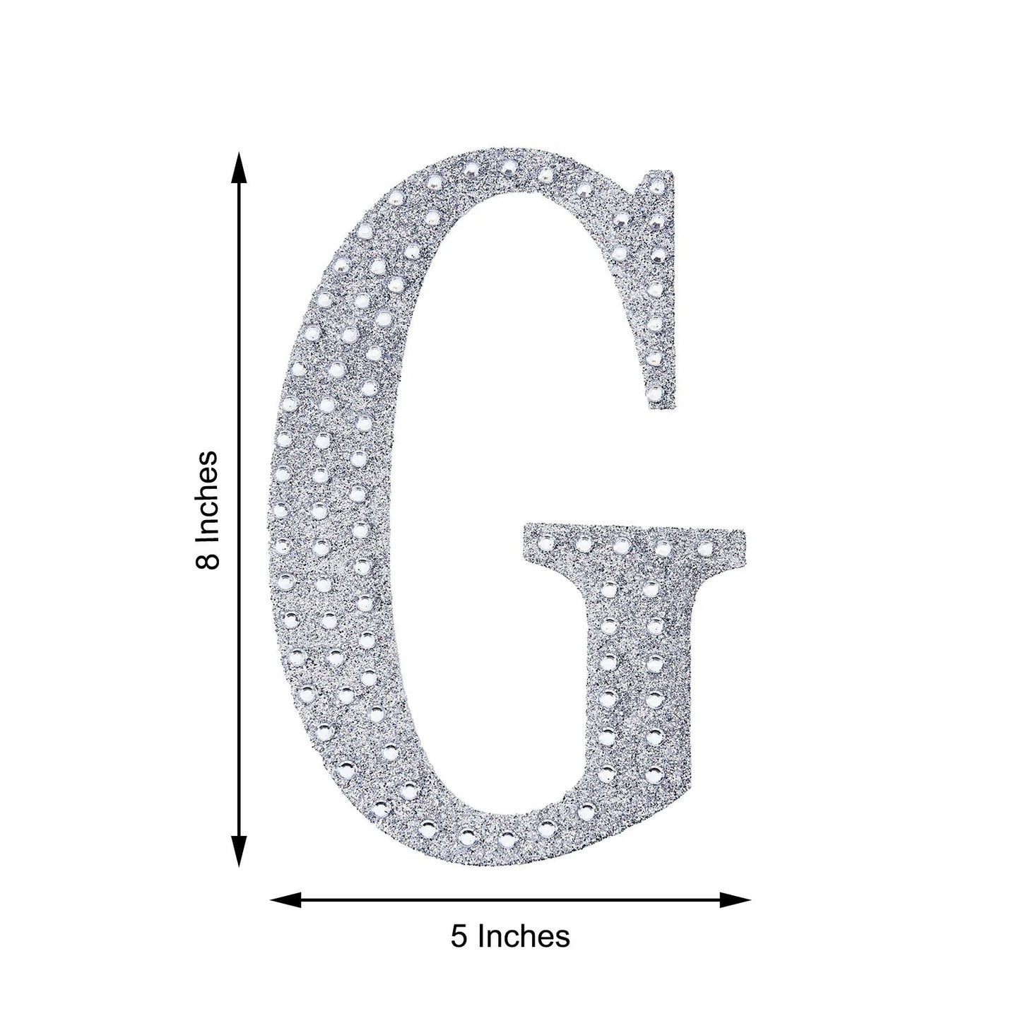 8 Inch Silver Decorative Rhinestone Alphabet Letter Stickers DIY Crafts - G