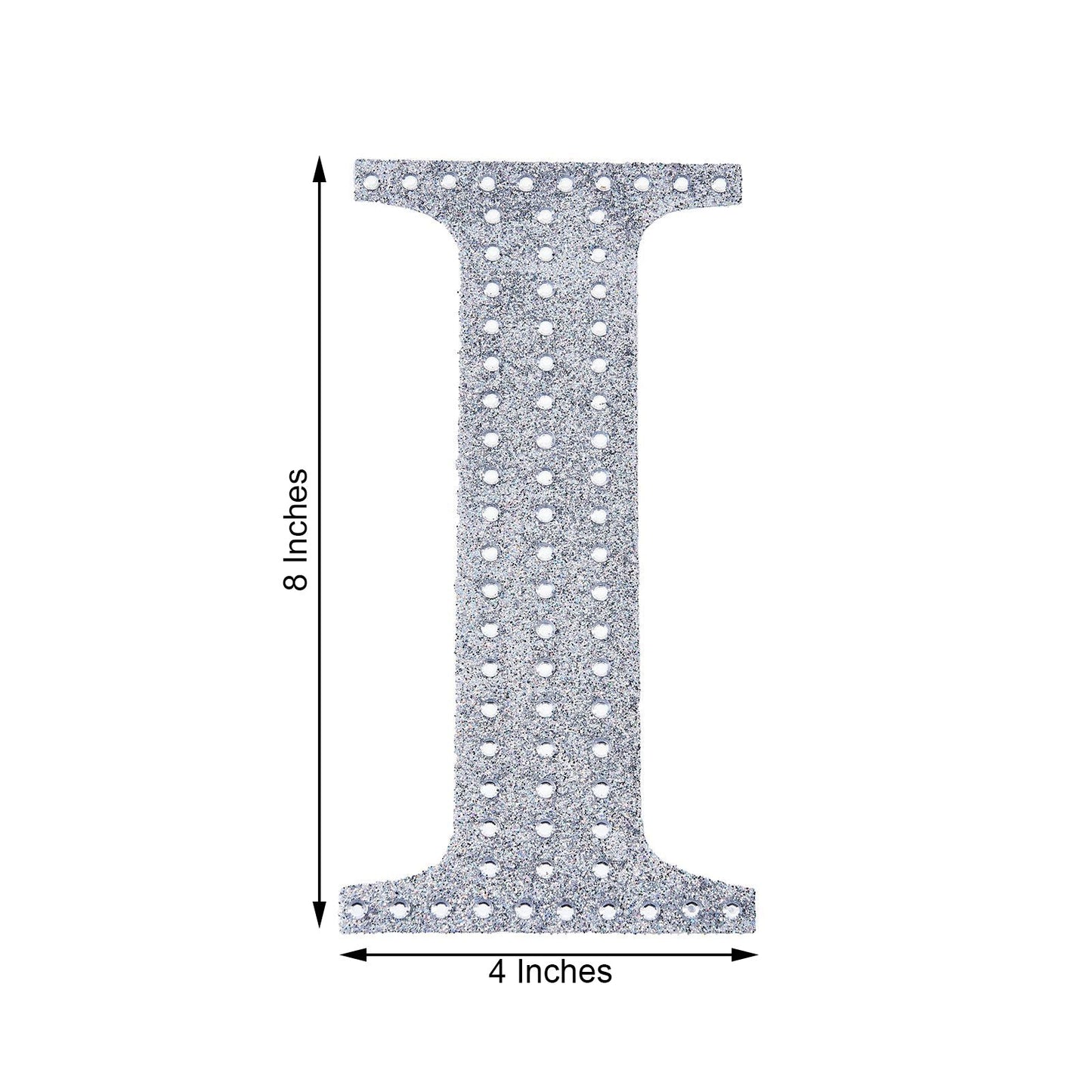 Decorative 8 Inch Silver Rhinestone Alphabet Letter I Stickers DIY Crafts 