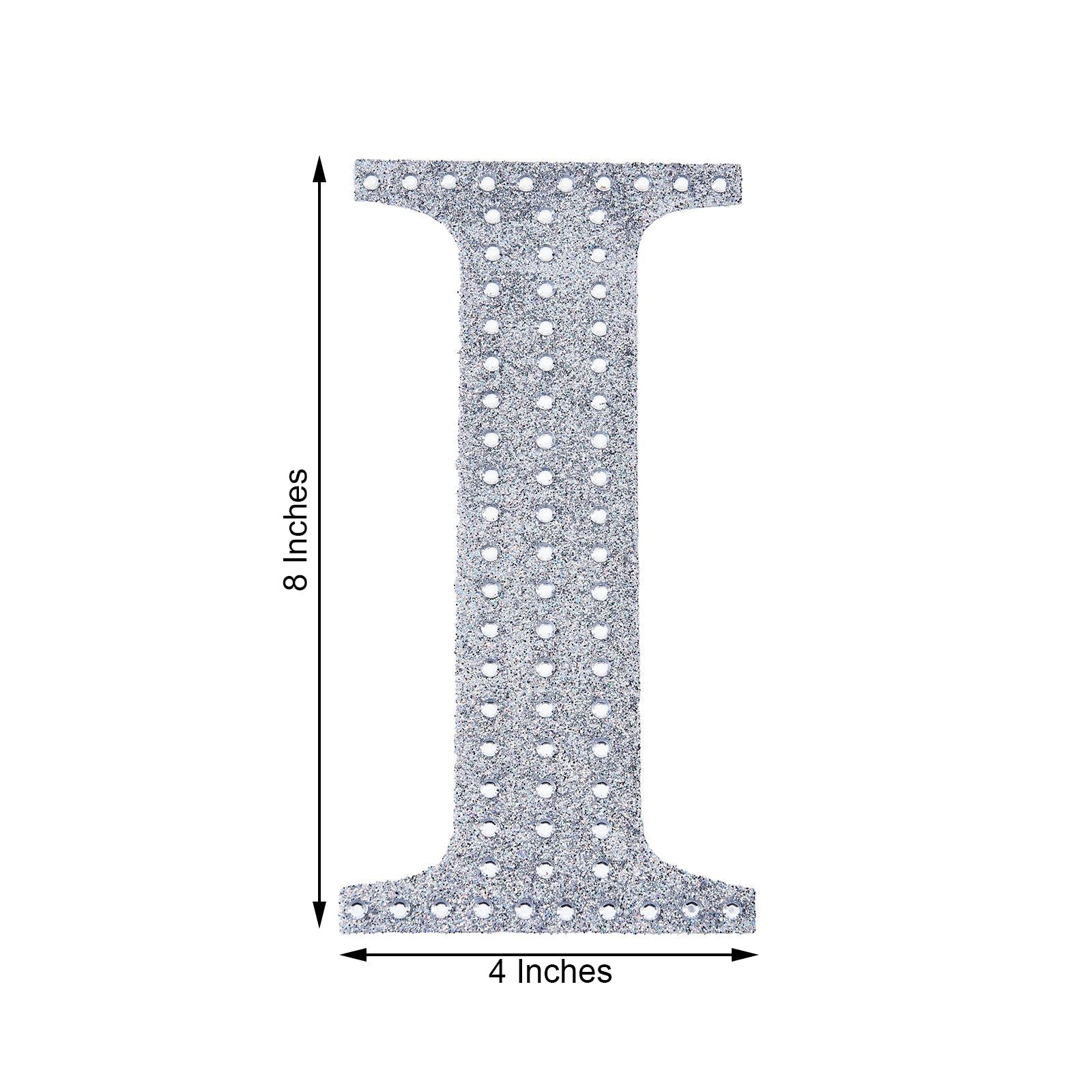 Decorative 8 Inch Silver Rhinestone Alphabet Letter I Stickers DIY Crafts 
