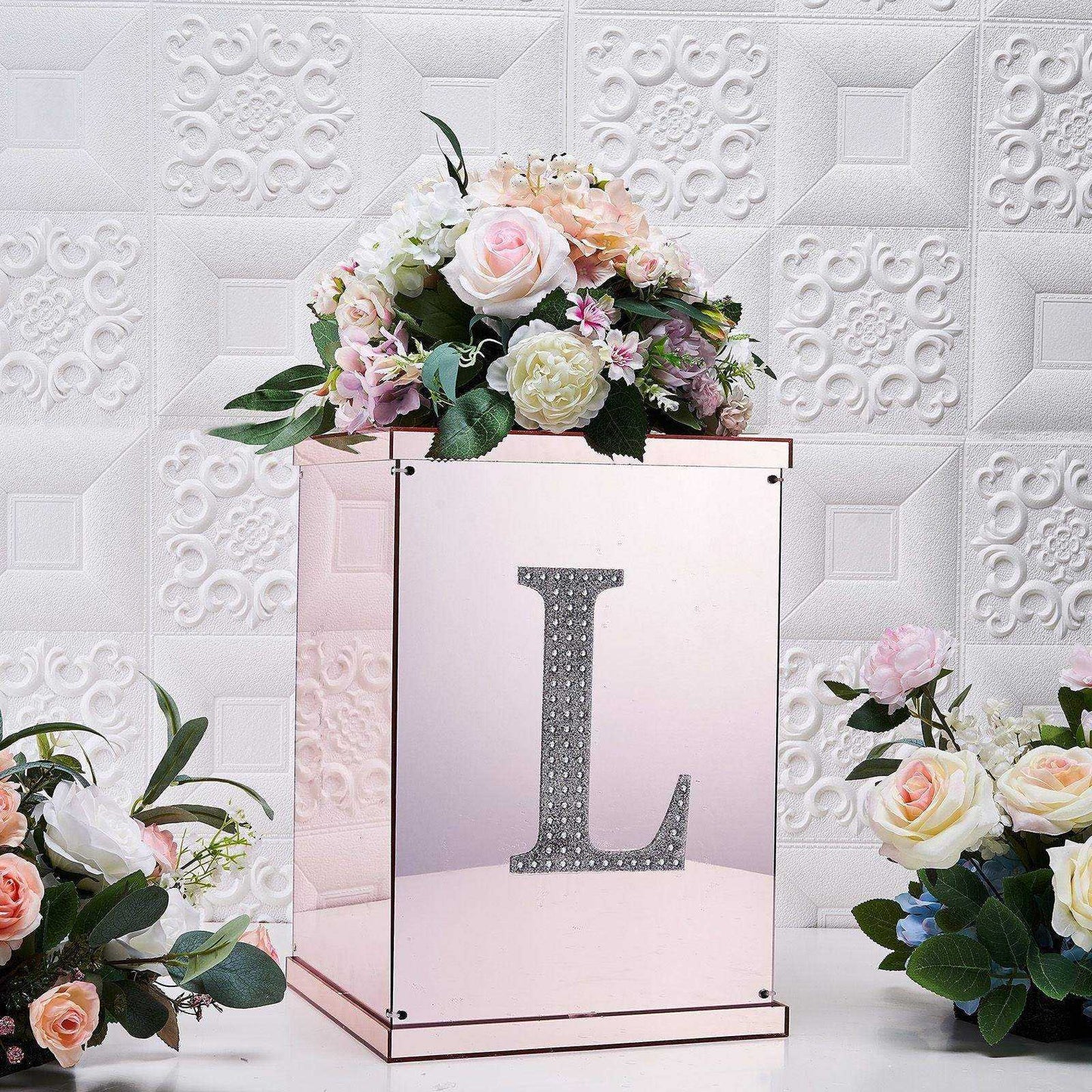 Silver 8 Inch Decorative Rhinestone Alphabet Letter L Stickers DIY Crafts