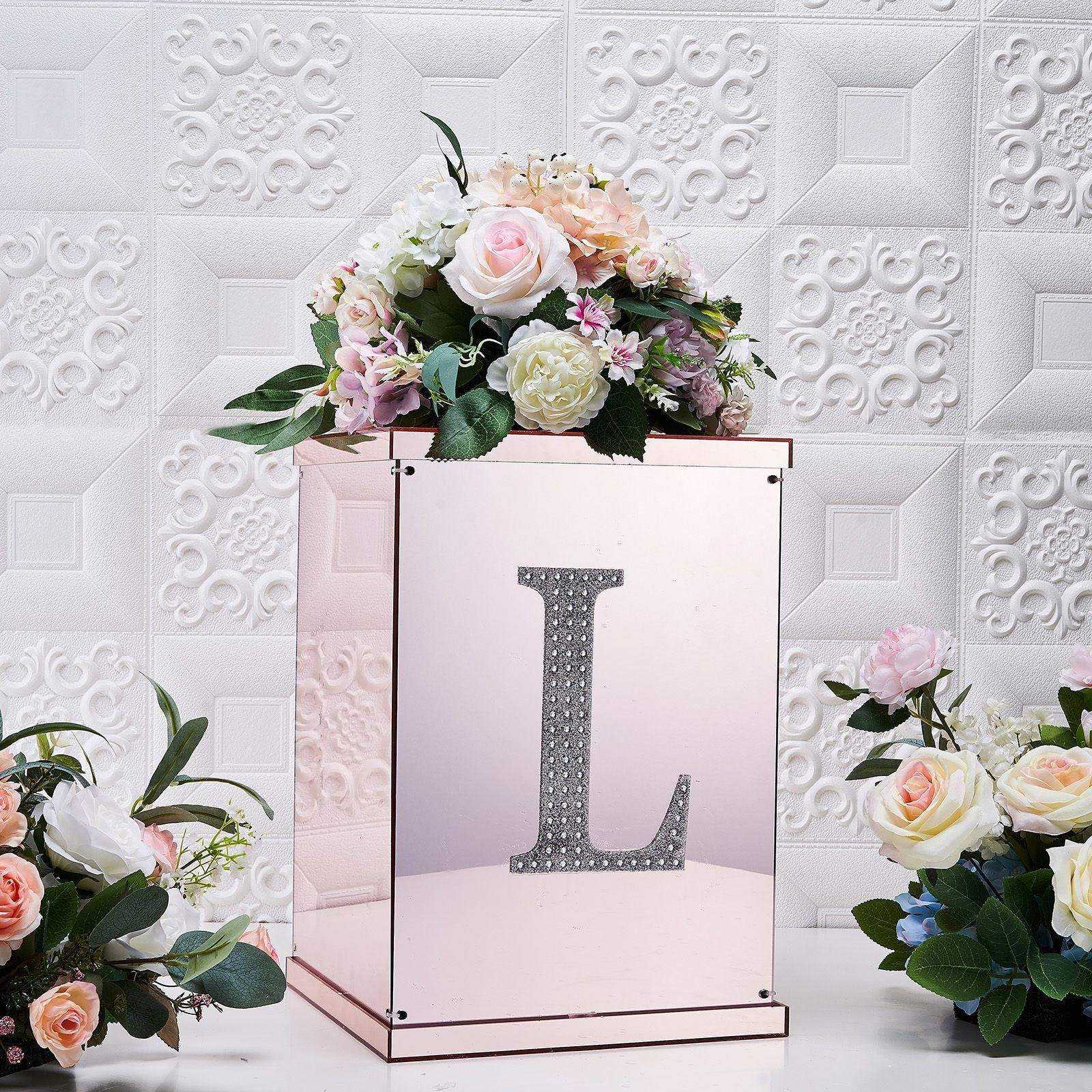 Silver 8 Inch Decorative Rhinestone Alphabet Letter L Stickers DIY Crafts