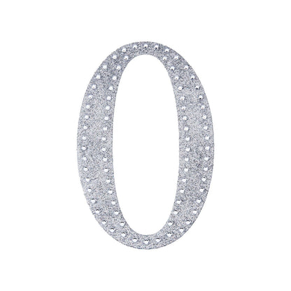 Silver decorative rhinestone letter "O" sticker for DIY crafts.