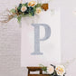Silver decorative rhinestone letter "P" for DIY crafts.