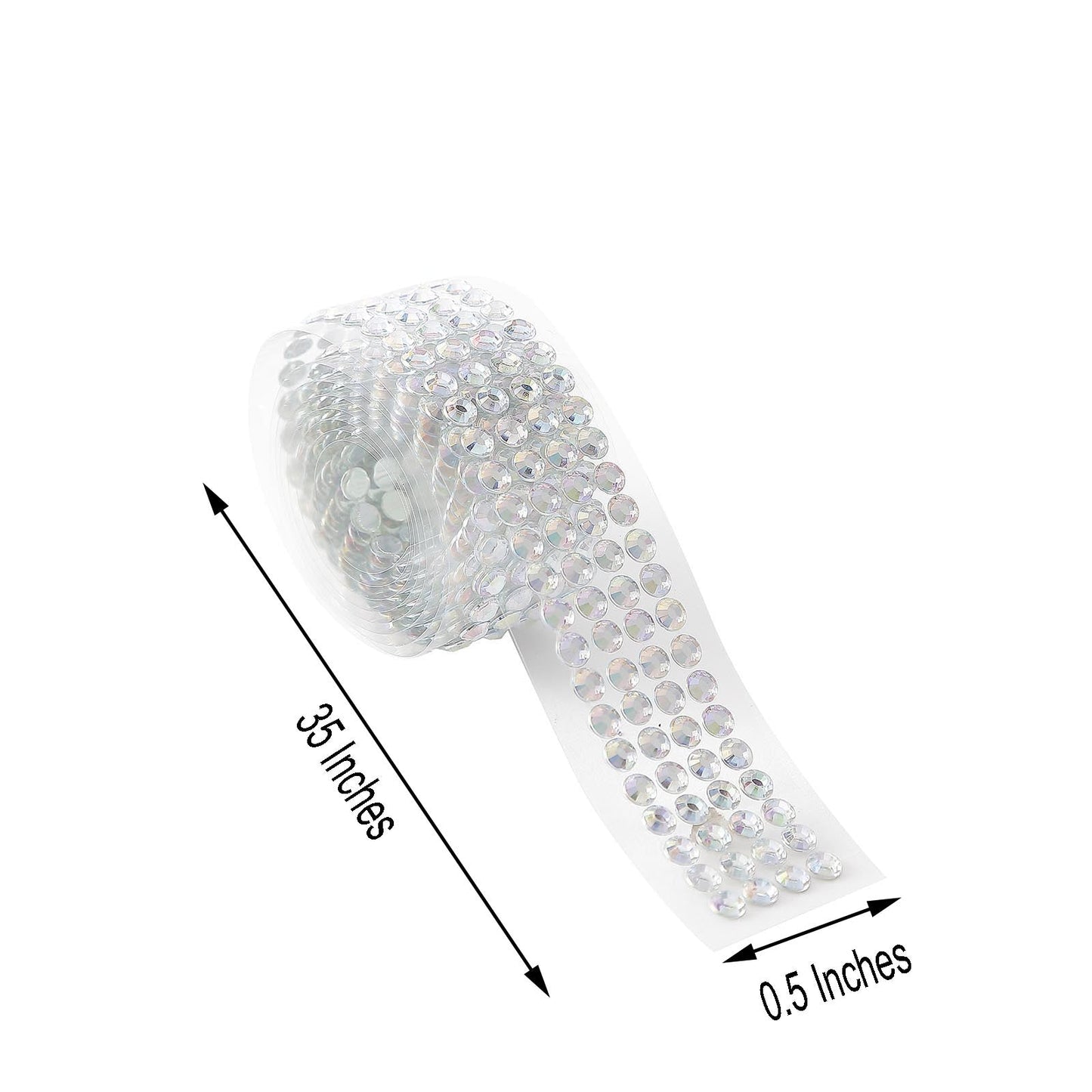 Iridescent stick-on rhinestone tape, 3ft self-adhesive diamond stickers.
