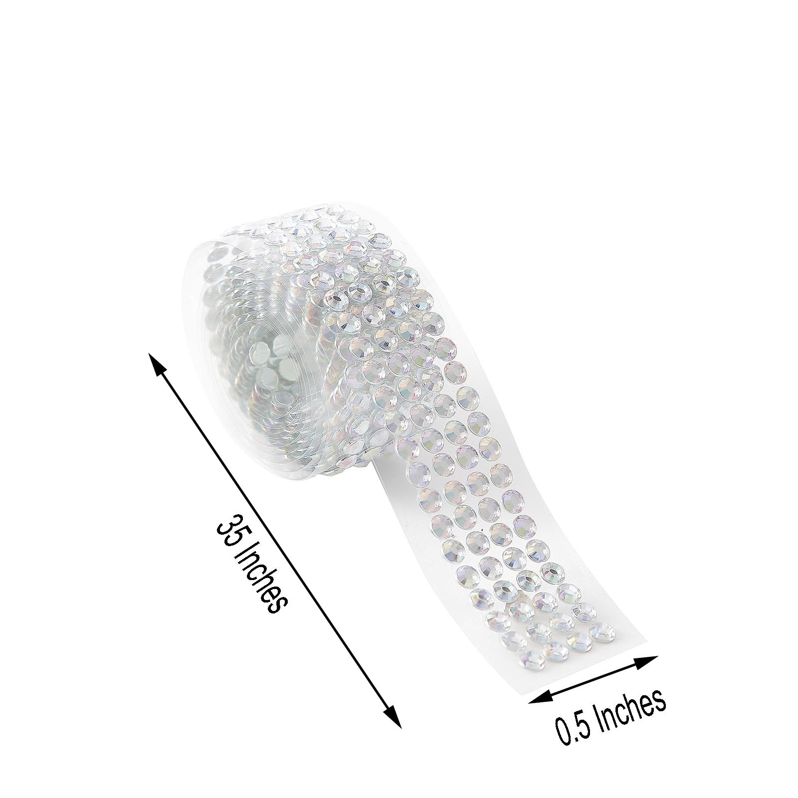 Iridescent stick-on rhinestone tape, 3ft self-adhesive diamond stickers.