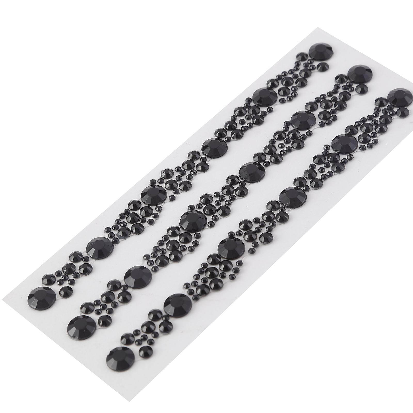 Black heptagon self-adhesive rhinestone gem craft stickers, 3 pack.