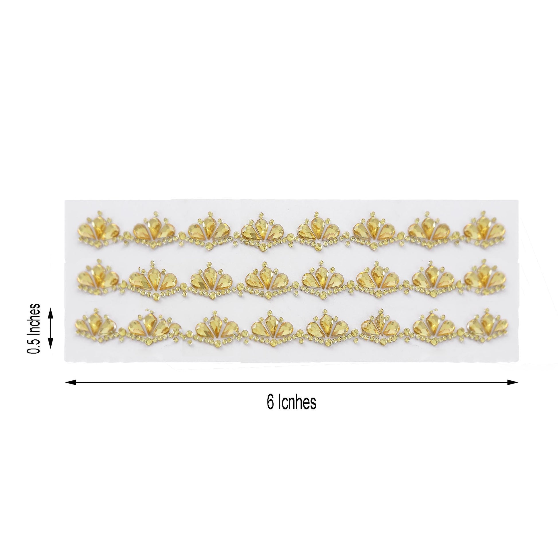 3 Pack | Stick-On Diamond Rhinestone Gems, Gold Self Adhesive Crown DIY Craft Stickers