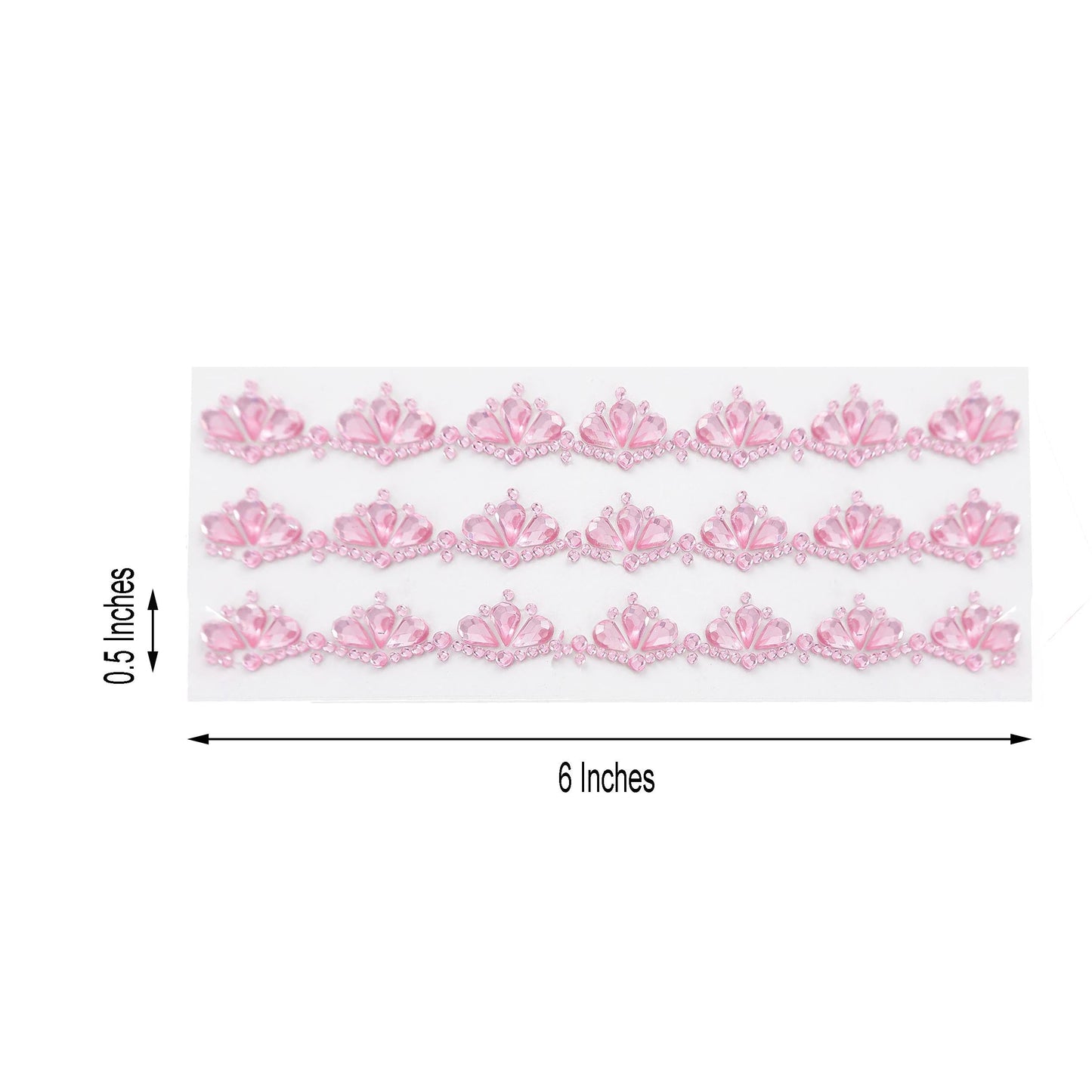 3 Pack | Stick-On Diamond Rhinestone Gems, Pink Self Adhesive Crown DIY Craft Stickers