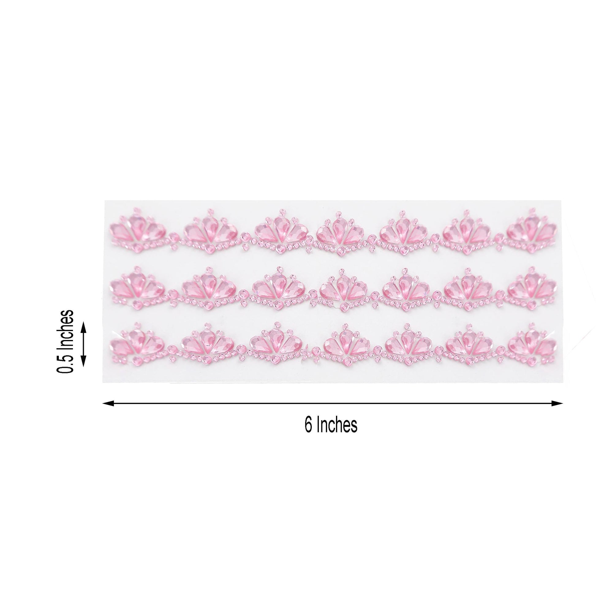 3 Pack | Stick-On Diamond Rhinestone Gems, Pink Self Adhesive Crown DIY Craft Stickers