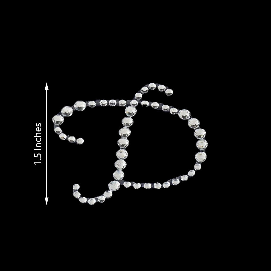 12 Pack Self Adhesive 1.5 Inch Clear Rhinestone Monogram Letter D Jewel Sticker 