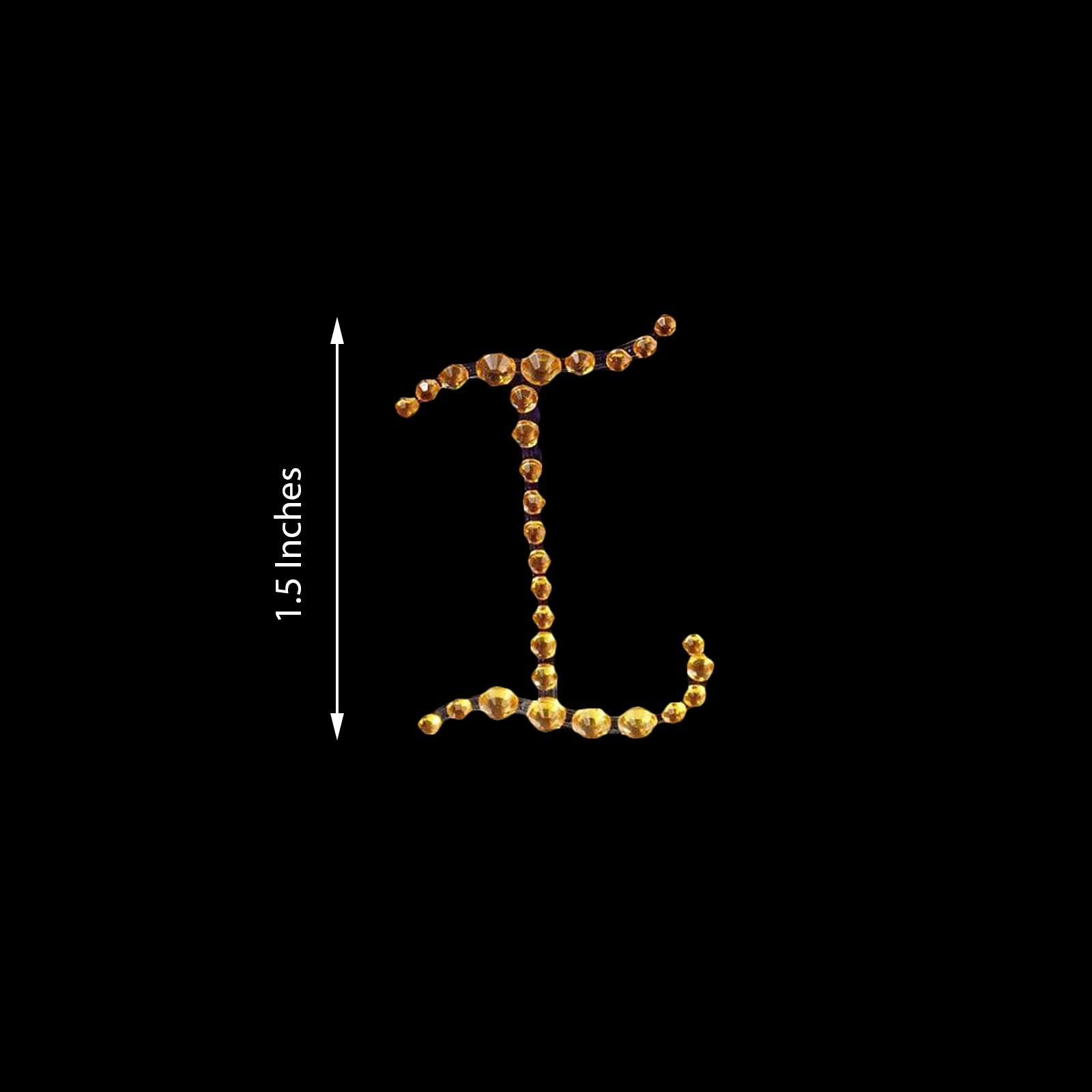 12 Pack Self Adhesive 1.5 Inch Gold Rhinestone Monogram Letter I Jewel Sticker 
