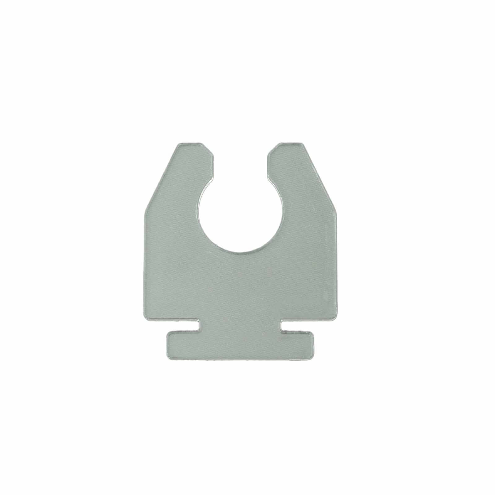 Clear acrylic glass holder hook for double-side display on champagne rack.