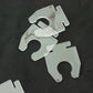 Clear acrylic glass holder hooks for display on champagne rack stand.