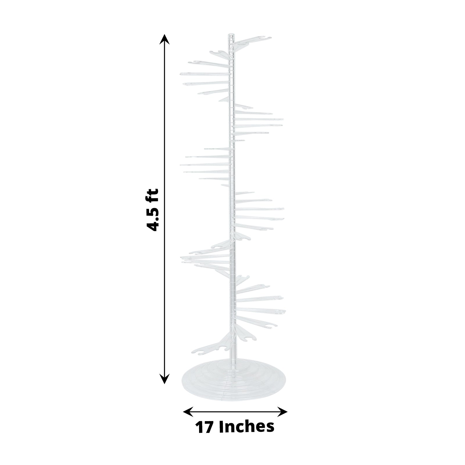 Clear acrylic spiral cocktail tree stand with 40 holders, 4.5ft tall.