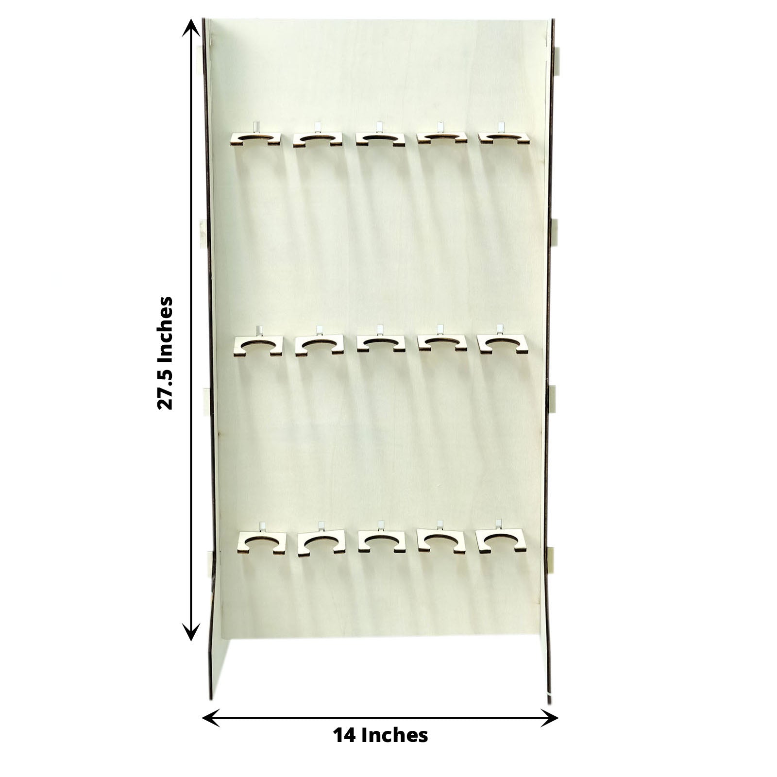Light wood 3-tier champagne glass holder wall stand rack, 15 glass shelf.