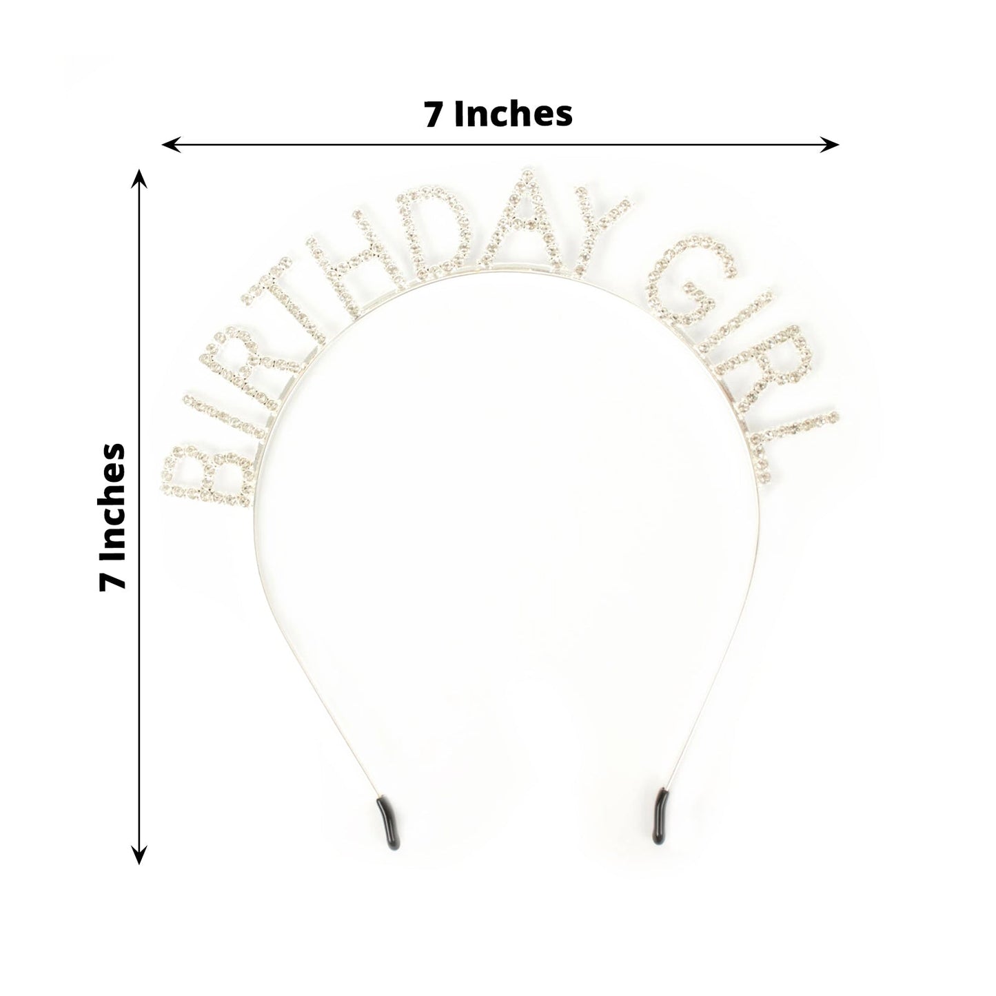 Diamond Rhinestone Tiara Headband In Silver Metal 7 Inch