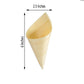 Natural eco-friendly disposable pine wood food cone, biodegradable serving cone.