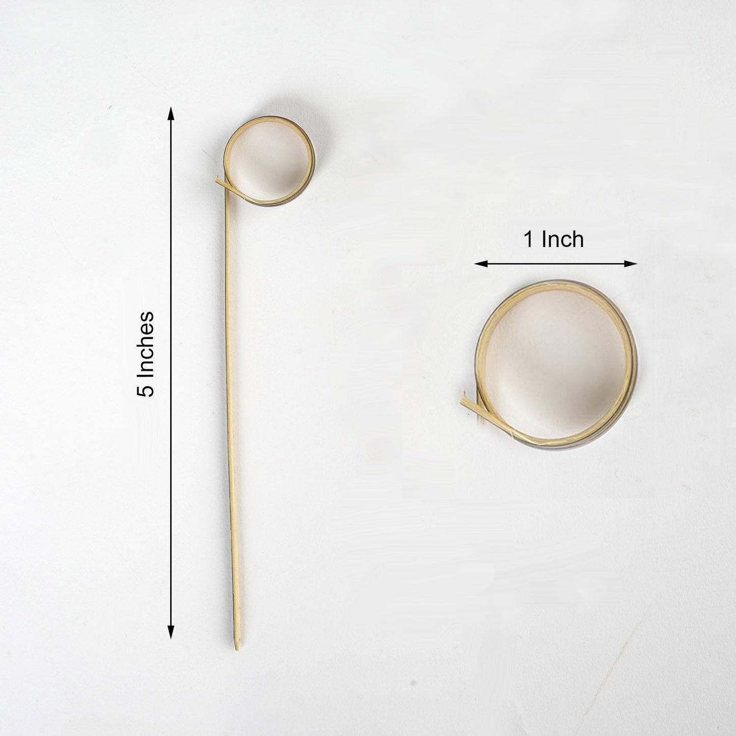 Eco-friendly bamboo cocktail sticks with black loop rings.