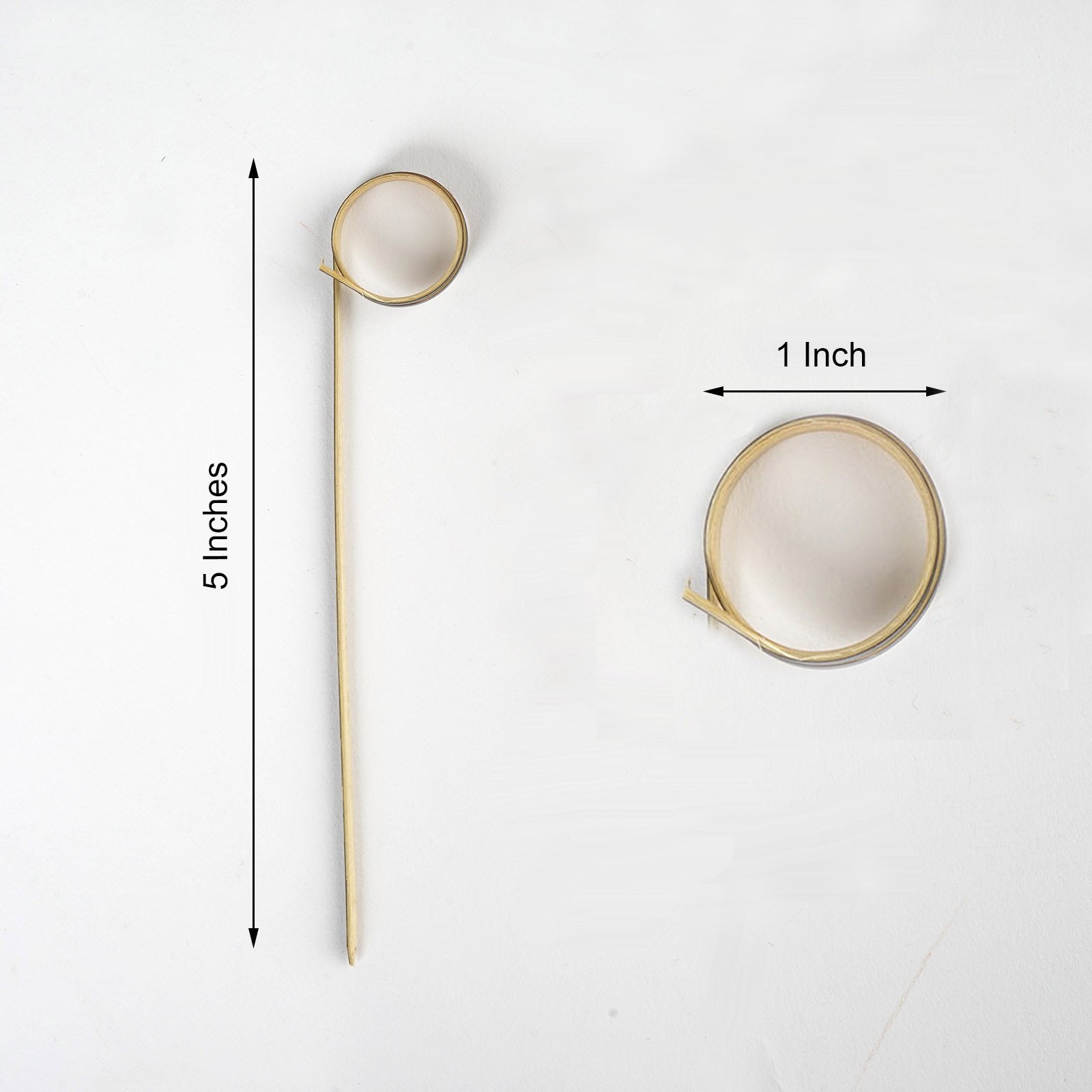 Eco-friendly bamboo cocktail sticks with black loop rings.