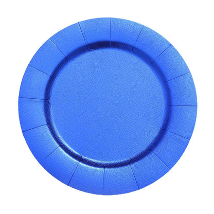 Pack Of 10 Royal Blue Round Cardboard Charger Plates#whtbkgd