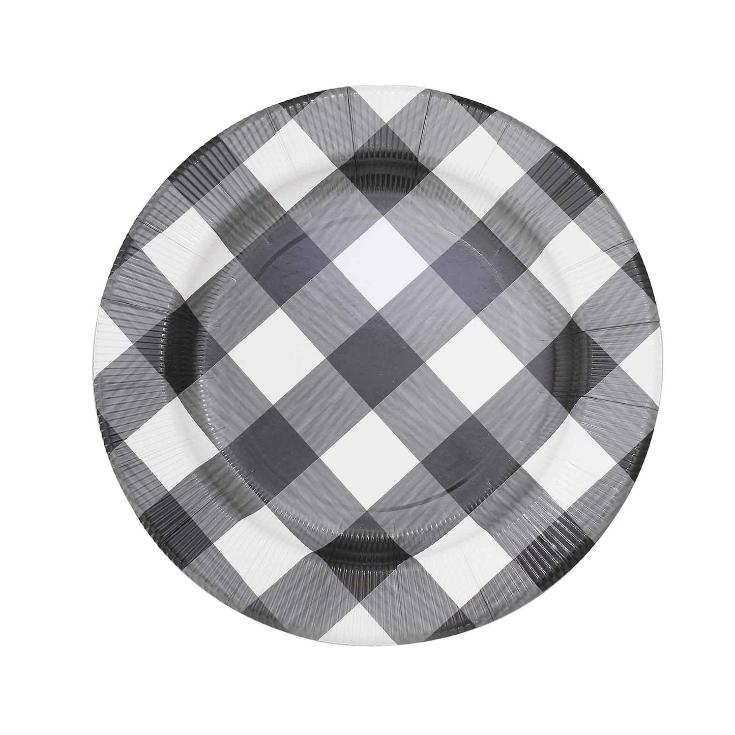 Round Plates Black & White Checkered Black 13 Inch Size Paper#whtbkgd