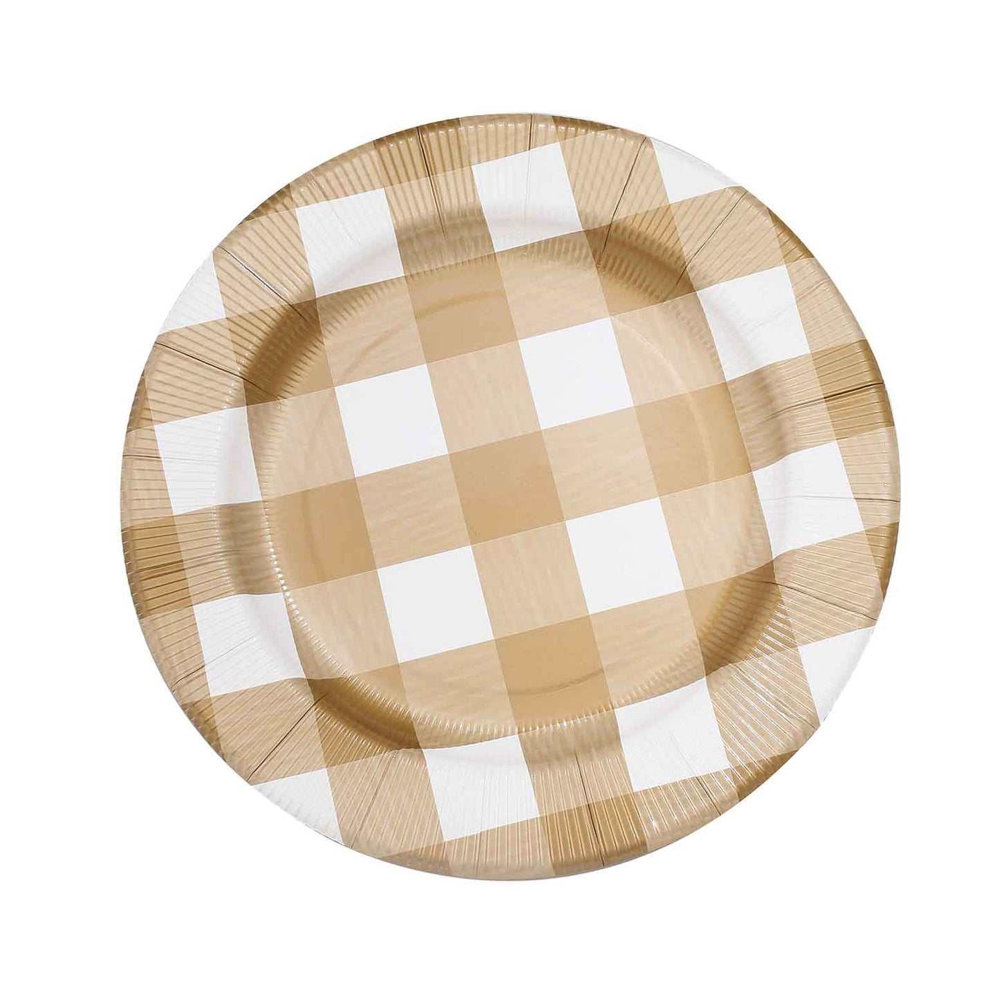 Round Plates Gold & White Buffalo Checkered Gold 13 Inch Size Paper#whtbkgd
