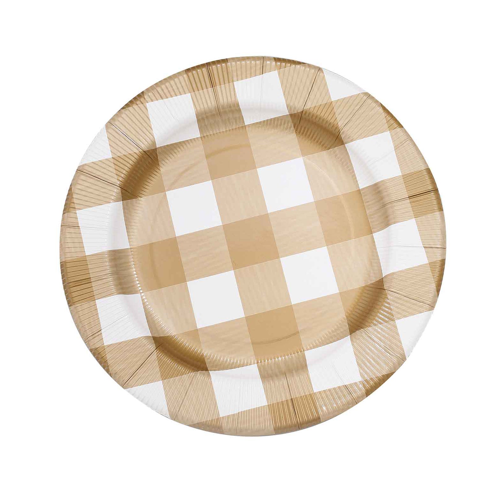 Round Plates Gold & White Buffalo Checkered Gold 13 Inch Size Paper#whtbkgd